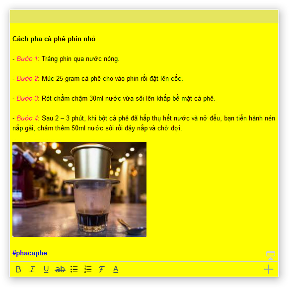 tạo ghi chú với nhiều định dạng font chữ, màu sắc trên lịch việt calendardc