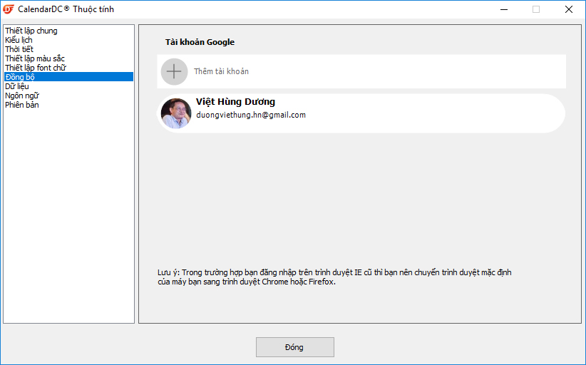 Thêm tài khoản đồng bộ các sự kiện trên Google Calendar